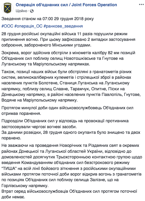 Бойовики обстріляли військових біля селища на Донбасі, порушивши перемир'я
